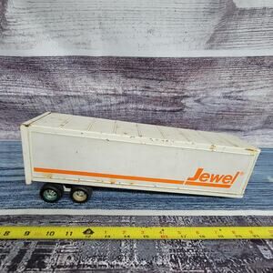 Vintage Ertl Pressed steel jewel semi trailer w/plastic single door white/orange